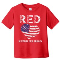 RED Friday Military Support Our Troops Heart Retro US Flag Toddler T-Shirt