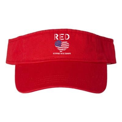 RED Friday Military Support Our Troops Heart Retro US Flag Visor