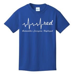 RED Friday Military Remember Everyone Deployed Heartbeat Kids T-Shirt