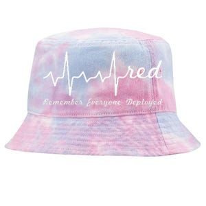 RED Friday Military Remember Everyone Deployed Heartbeat Tie-Dyed Bucket Hat