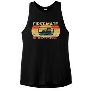 Retro First Mate Pontoon Captain Boat Boating Pontooning Ladies PosiCharge Tri-Blend Wicking Tank