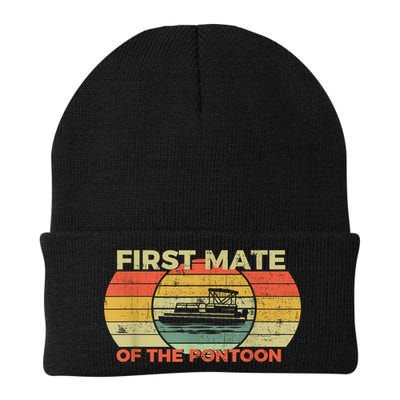 Retro First Mate Pontoon Captain Boat Boating Pontooning Knit Cap Winter Beanie
