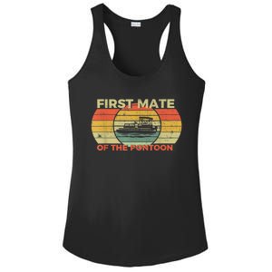 Retro First Mate Pontoon Captain Boat Boating Pontooning Ladies PosiCharge Competitor Racerback Tank