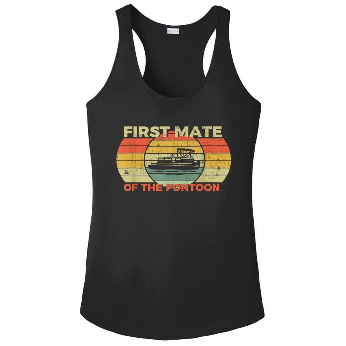 Retro First Mate Pontoon Captain Boat Boating Pontooning Ladies PosiCharge Competitor Racerback Tank