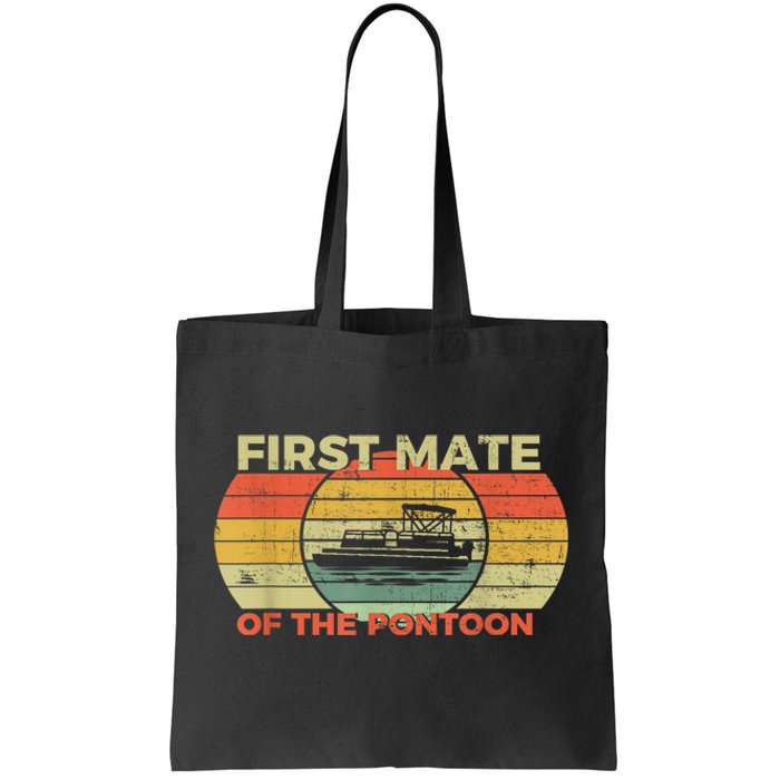 Retro First Mate Pontoon Captain Boat Boating Pontooning Tote Bag