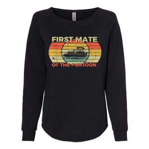 Retro First Mate Pontoon Captain Boat Boating Pontooning Womens California Wash Sweatshirt