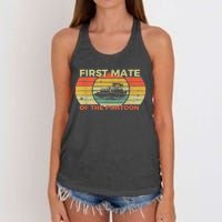 Retro First Mate Pontoon Captain Boat Boating Pontooning Women's Knotted Racerback Tank