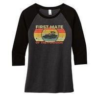 Retro First Mate Pontoon Captain Boat Boating Pontooning Women's Tri-Blend 3/4-Sleeve Raglan Shirt