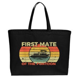 Retro First Mate Pontoon Captain Boat Boating Pontooning Cotton Canvas Jumbo Tote