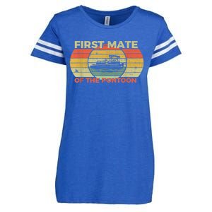 Retro First Mate Pontoon Captain Boat Boating Pontooning Enza Ladies Jersey Football T-Shirt