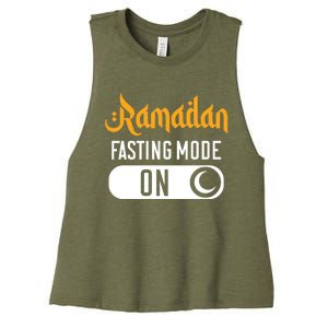 Ramadan Fasting Mode On Funny Islamic Muslim Ramadan Mubarak Gift Women's Racerback Cropped Tank