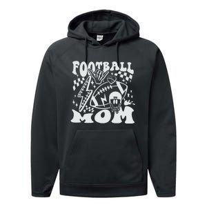 Retro Football Mom Baller Mom Football Game Day Mom Funny Football Performance Fleece Hoodie