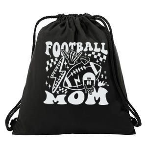 Retro Football Mom Baller Mom Football Game Day Mom Funny Football Drawstring Bag