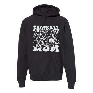 Retro Football Mom Baller Mom Football Game Day Mom Funny Football Premium Hoodie