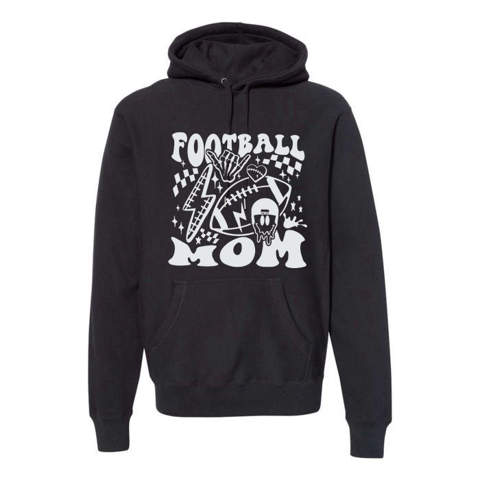 Retro Football Mom Baller Mom Football Game Day Mom Funny Football Premium Hoodie