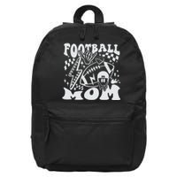 Retro Football Mom Baller Mom Football Game Day Mom Funny Football 16 in Basic Backpack