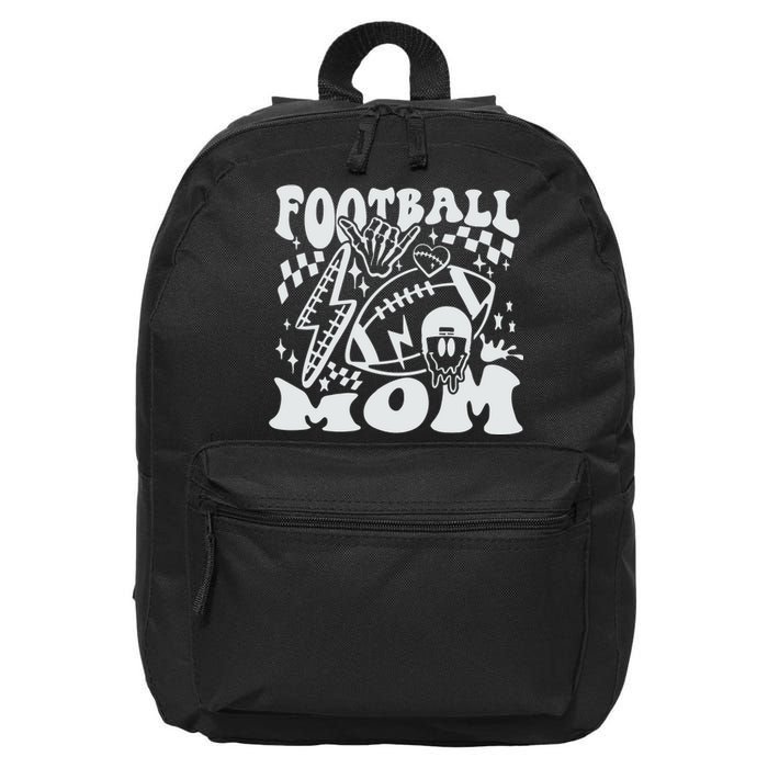 Retro Football Mom Baller Mom Football Game Day Mom Funny Football 16 in Basic Backpack