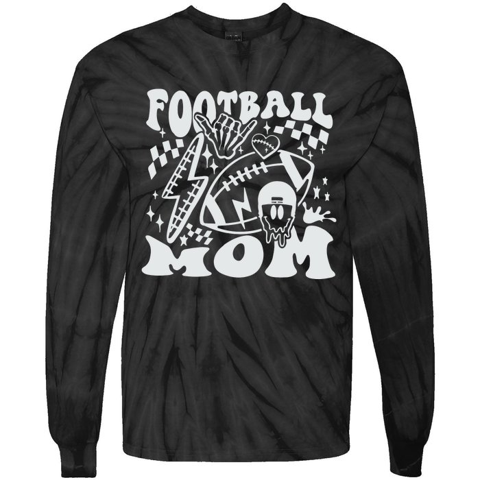 Retro Football Mom Baller Mom Football Game Day Mom Funny Football Tie-Dye Long Sleeve Shirt