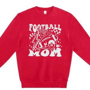 Retro Football Mom Baller Mom Football Game Day Mom Funny Football Premium Crewneck Sweatshirt