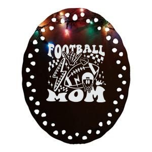 Retro Football Mom Baller Mom Football Game Day Mom Funny Football Ceramic Oval Ornament