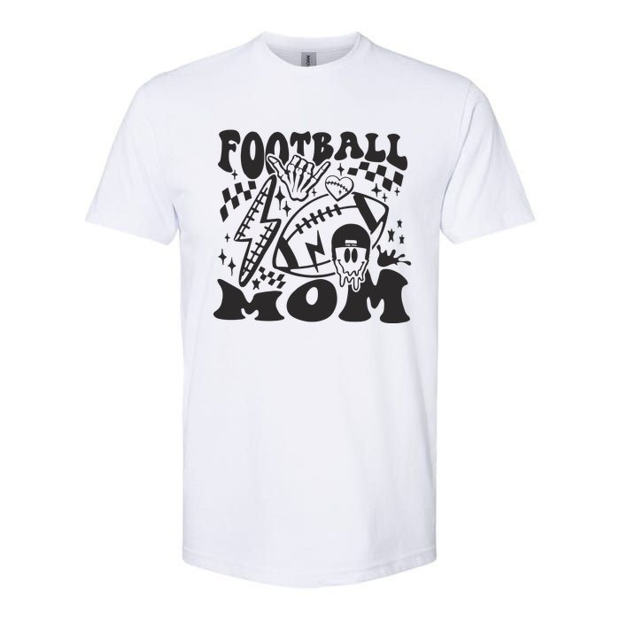 Retro Football Mom Baller Mom Football Game Day Mom Softstyle CVC T-Shirt