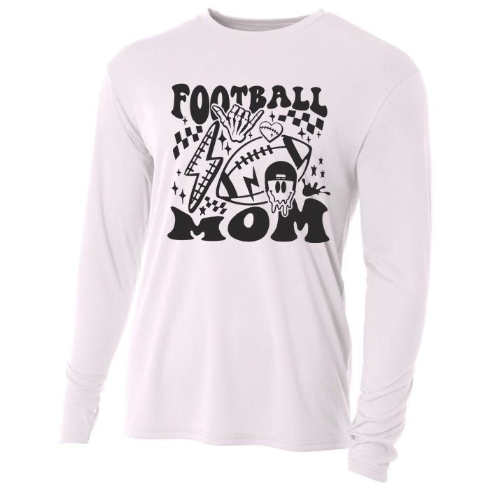 Retro Football Mom Baller Mom Football Game Day Mom Cooling Performance Long Sleeve Crew