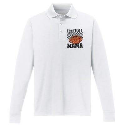 Retro Football Mama Football Performance Long Sleeve Polo