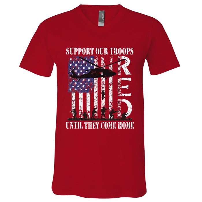 RED Friday Military Remember Everyone Deployed US Flag Army V-Neck T-Shirt