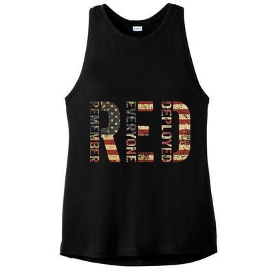 Red Friday Military Support Remember Everyone Deployed Ladies PosiCharge Tri-Blend Wicking Tank