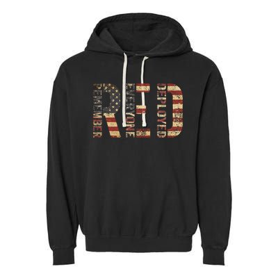 Red Friday Military Support Remember Everyone Deployed Garment-Dyed Fleece Hoodie