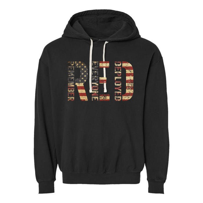 Red Friday Military Support Remember Everyone Deployed Garment-Dyed Fleece Hoodie