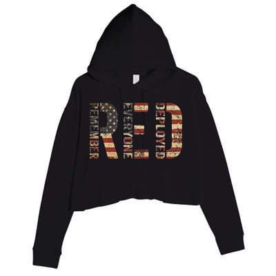 Red Friday Military Support Remember Everyone Deployed Crop Fleece Hoodie