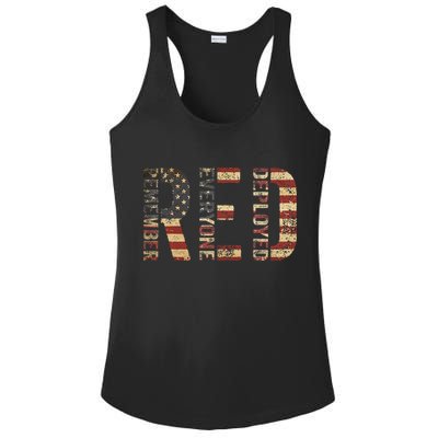 Red Friday Military Support Remember Everyone Deployed Ladies PosiCharge Competitor Racerback Tank