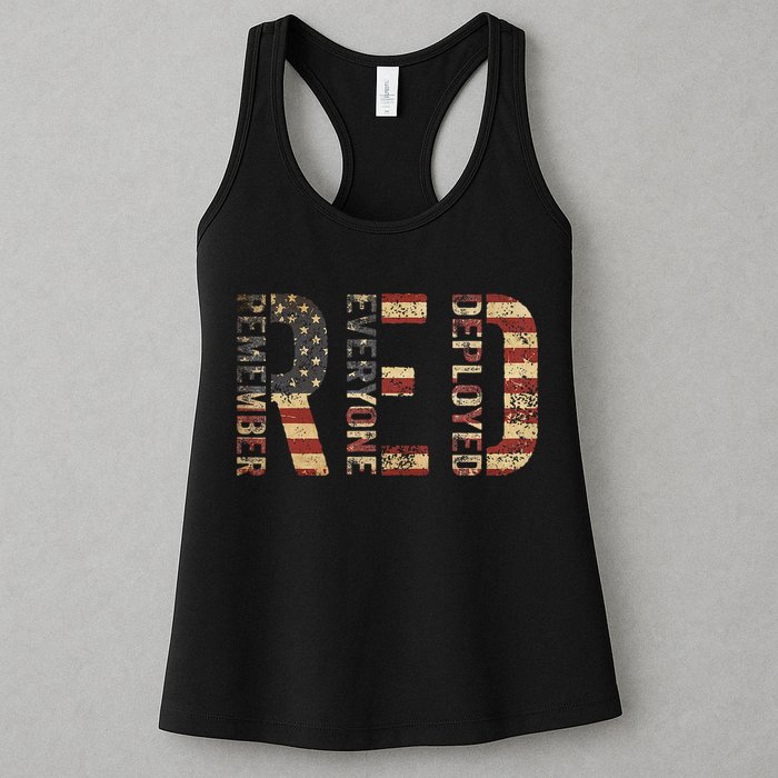 Red Friday Military Support Remember Everyone Deployed Womens Tank Top