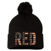 Red Friday Military Support Remember Everyone Deployed Pom Pom 12in Knit Beanie