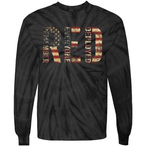 Red Friday Military Support Remember Everyone Deployed Tie-Dye Long Sleeve Shirt