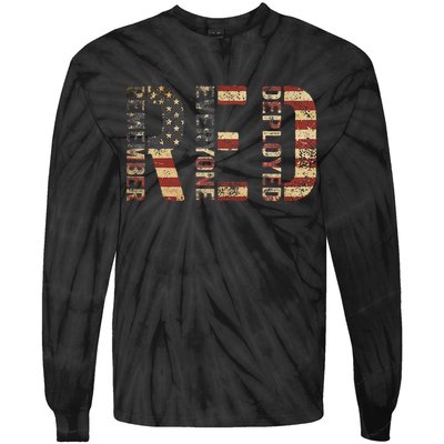 Red Friday Military Support Remember Everyone Deployed Tie-Dye Long Sleeve Shirt