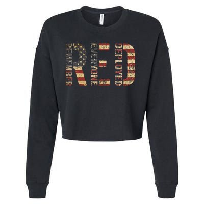 Red Friday Military Support Remember Everyone Deployed Cropped Pullover Crew