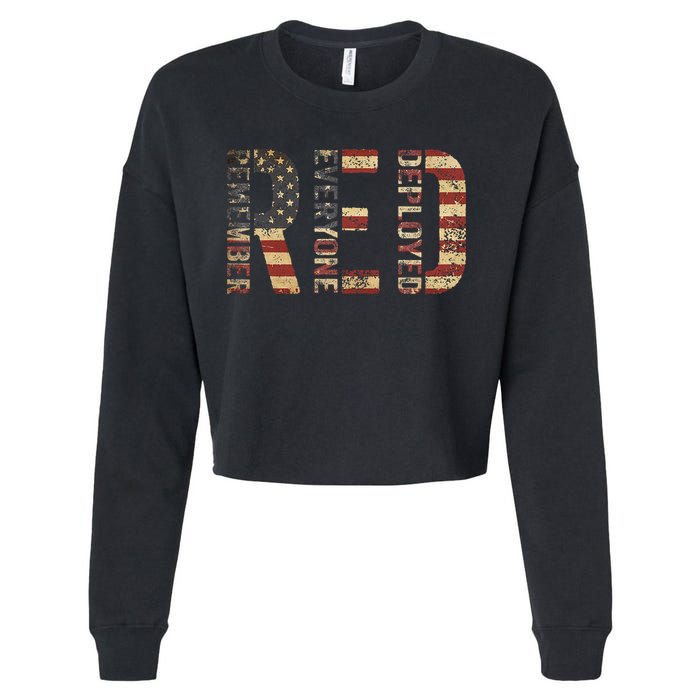 Red Friday Military Support Remember Everyone Deployed Cropped Pullover Crew