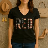 Red Friday Military Support Remember Everyone Deployed Women's V-Neck T-Shirt