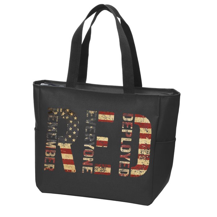 Red Friday Military Support Remember Everyone Deployed Zip Tote Bag