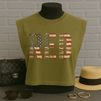 Red Friday Military Support Remember Everyone Deployed Garment-Dyed Women's Muscle Tee