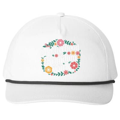 Retro Floral Motherhood Is Kingdom Work MotherS Day Mom Snapback Five-Panel Rope Hat