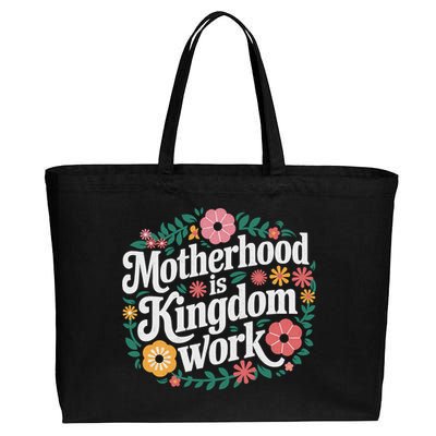 Retro Floral Motherhood Is Kingdom Work MotherS Day Mom Cotton Canvas Jumbo Tote