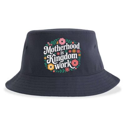 Retro Floral Motherhood Is Kingdom Work MotherS Day Mom Sustainable Bucket Hat