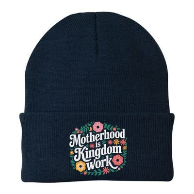 Retro Floral Motherhood Is Kingdom Work MotherS Day Mom Knit Cap Winter Beanie