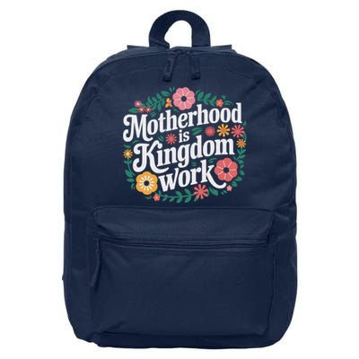 Retro Floral Motherhood Is Kingdom Work MotherS Day Mom 16 in Basic Backpack