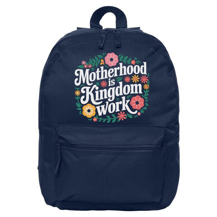 Retro Floral Motherhood Is Kingdom Work MotherS Day Mom 16 in Basic Backpack