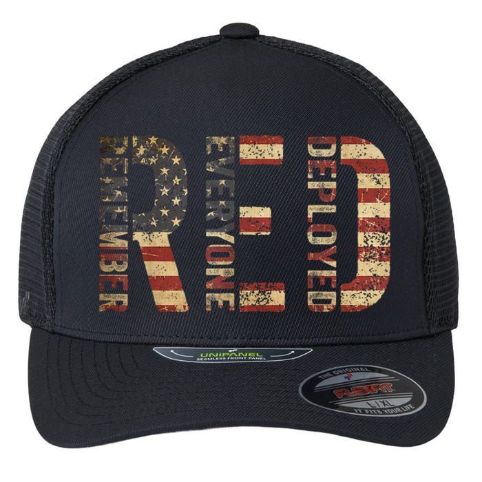 Red Friday Military Support Remember Everyone Deployed Flexfit Unipanel Trucker Cap