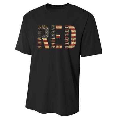 Red Friday Military Support Remember Everyone Deployed Performance Sprint T-Shirt